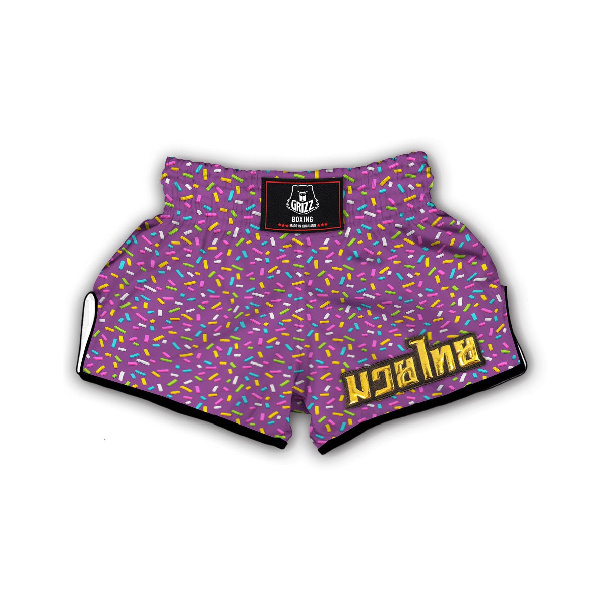 Purple Candy Sprinkles Sweet Print Pattern Muay Thai Boxing Shorts-grizzshop