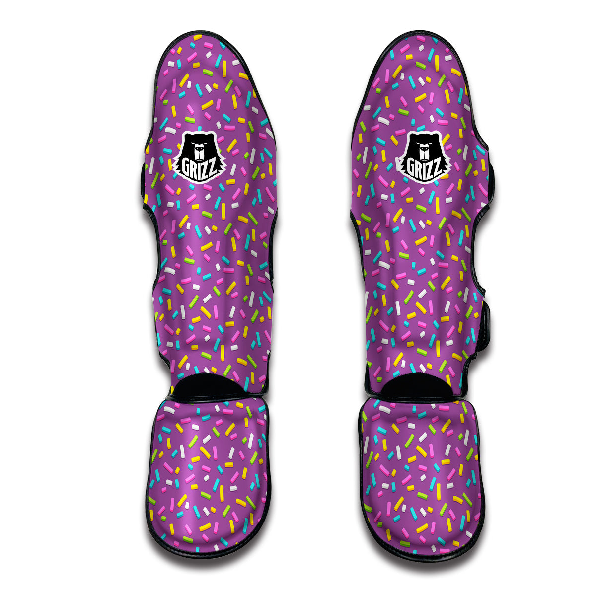 Purple Candy Sprinkles Sweet Print Pattern Muay Thai Shin Guards-grizzshop