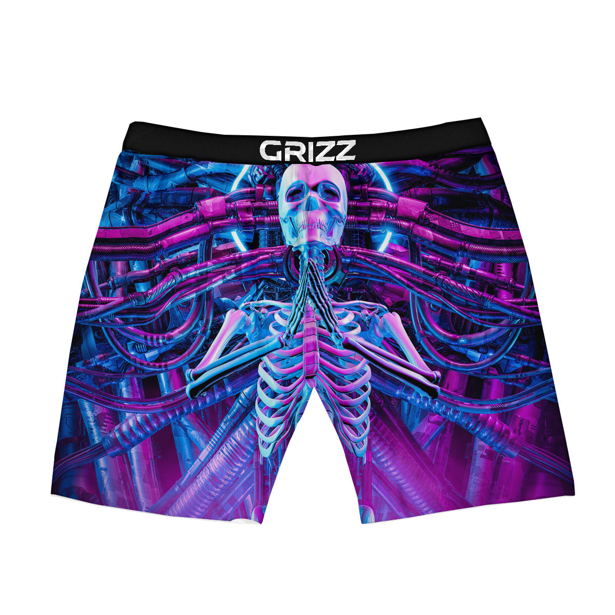 Purple Cyber Skeleton Print Boxer Briefs-grizzshop