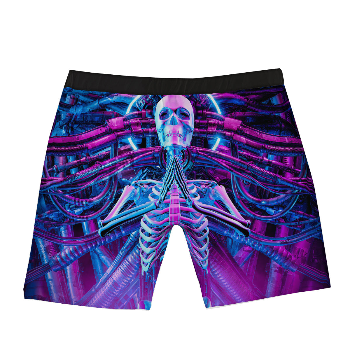 Purple Cyber Skeleton Print Boxer Briefs-grizzshop