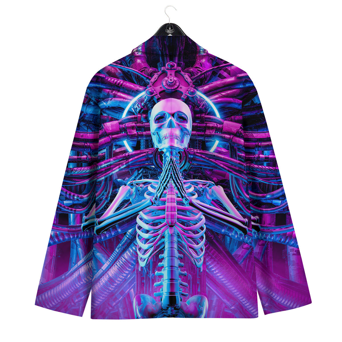 Purple Cyber Skeleton Print Men's Sport Coat-grizzshop