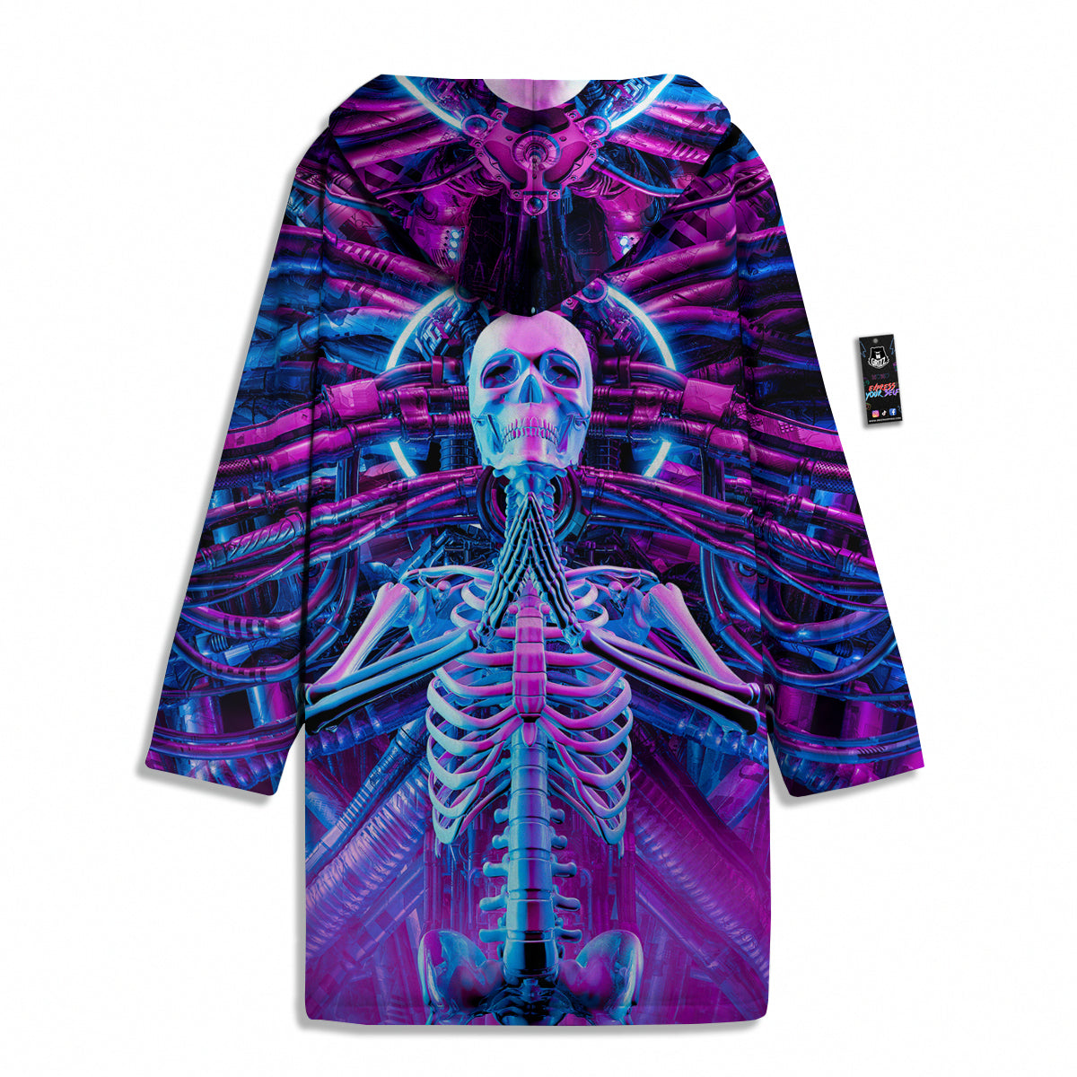 Purple Cyber Skeleton Print Men's Windbreaker Jacket-grizzshop