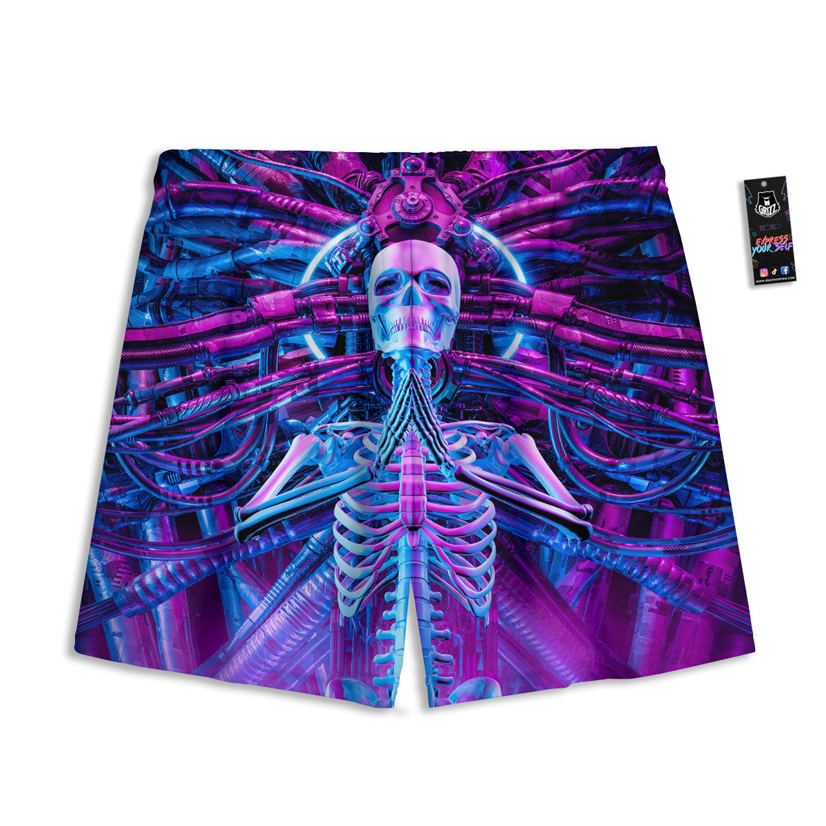 Rock And Roll Grunge Print Pattern Mesh Shorts