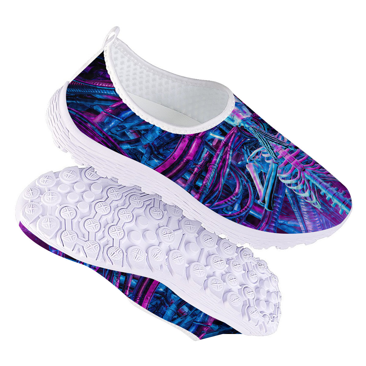 Purple Cyber Skeleton Print Nurse Shoes-grizzshop