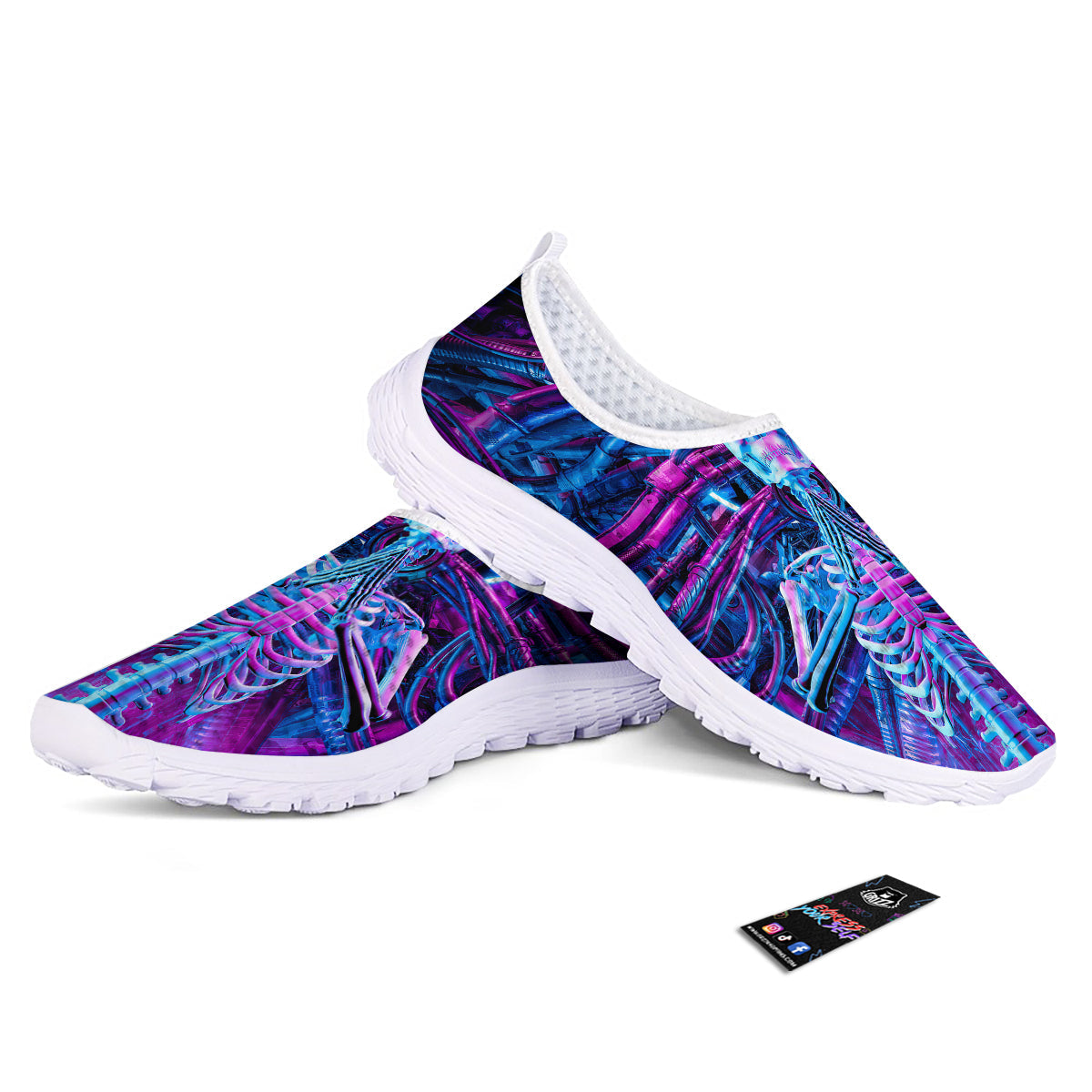 Purple Cyber Skeleton Print Nurse Shoes-grizzshop
