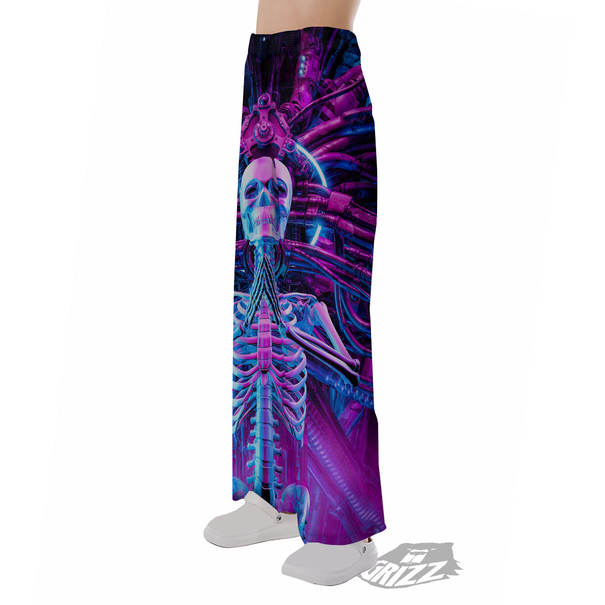 Purple Cyber Skeleton Print Pajama Pants-grizzshop
