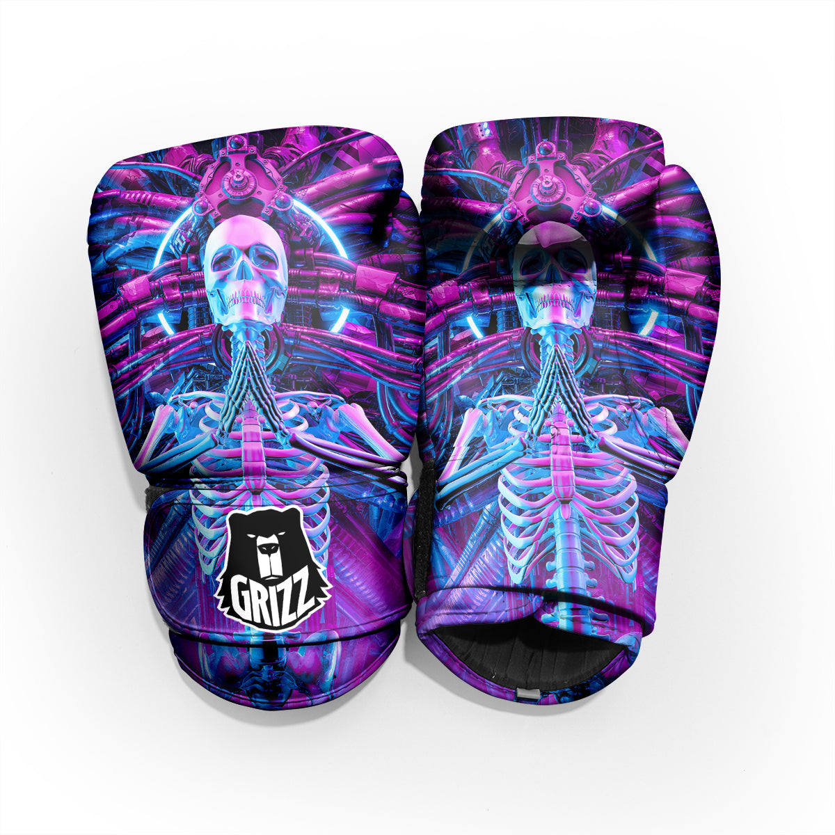 Purple Cyber Skeleton Print Pro Boxing Glove