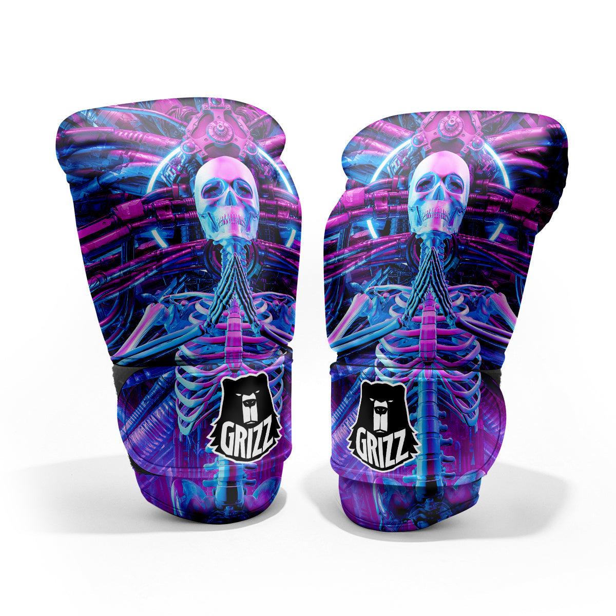 Purple Cyber Skeleton Print Pro Boxing Glove