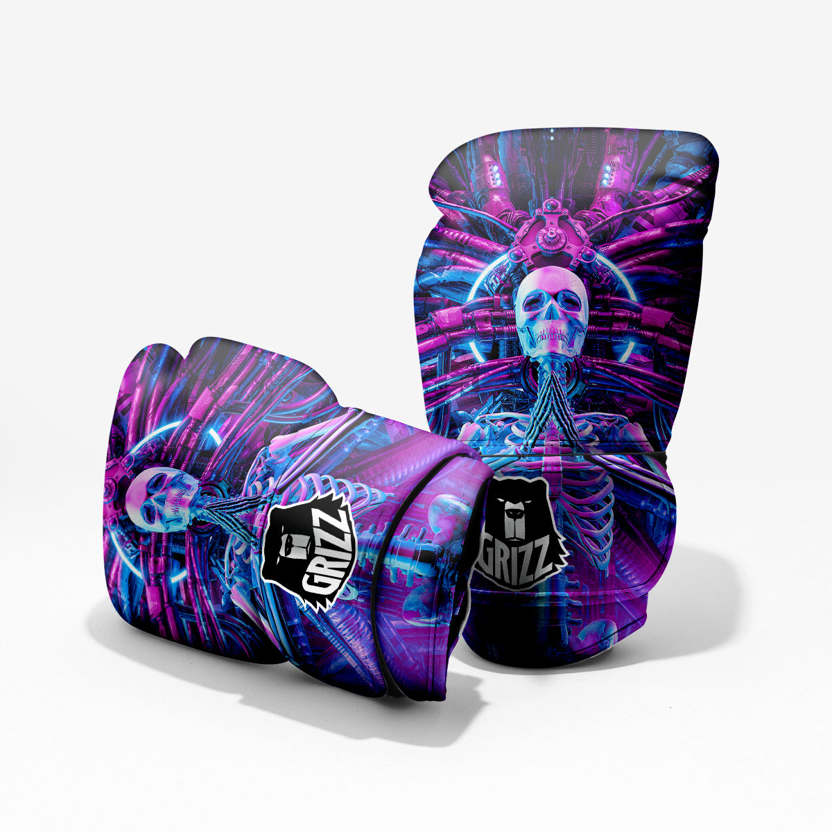 Purple Cyber Skeleton Print Pro Boxing Glove