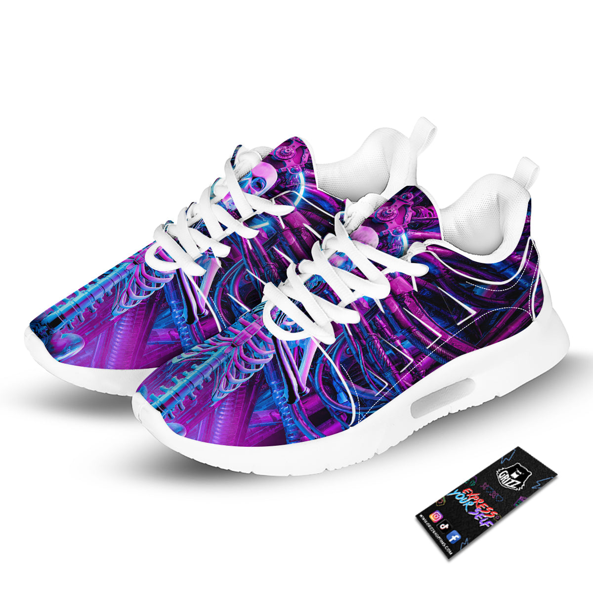 Purple Cyber Skeleton Print Tennis Shoes-grizzshop