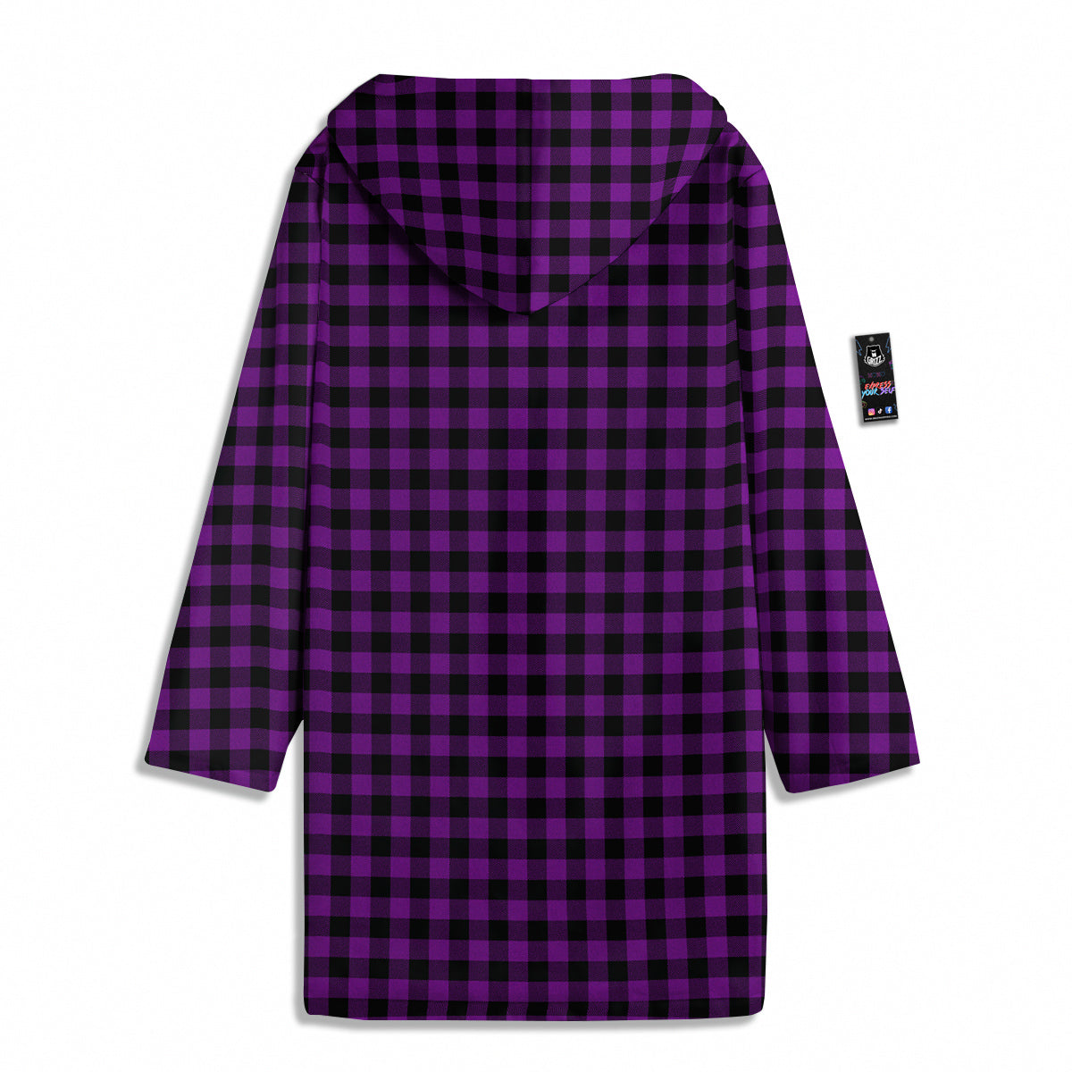 Purple Dark Check Print Pattern Men's Windbreaker Jacket-grizzshop