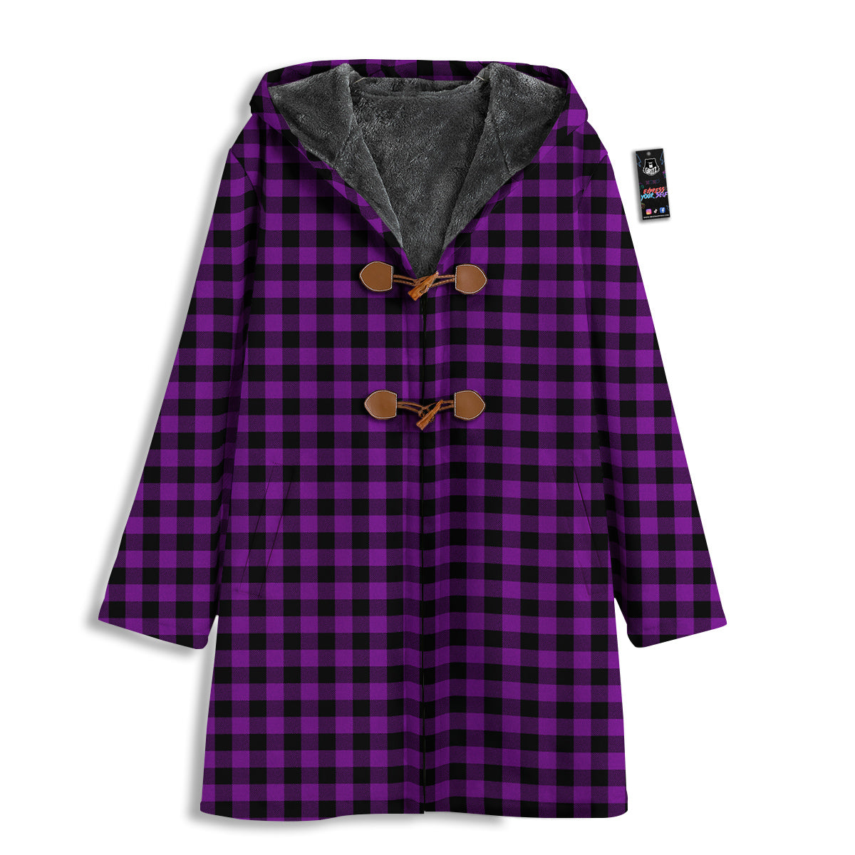 Purple Dark Check Print Pattern Men's Windbreaker Jacket-grizzshop