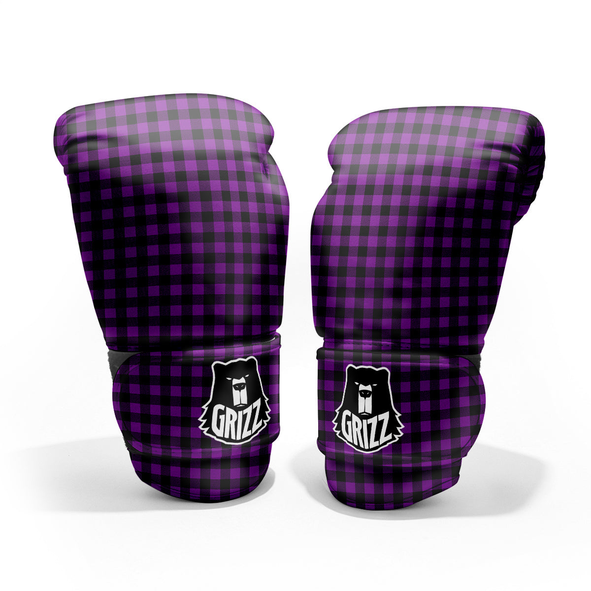Purple Dark Check Print Pattern Pro Boxing Glove