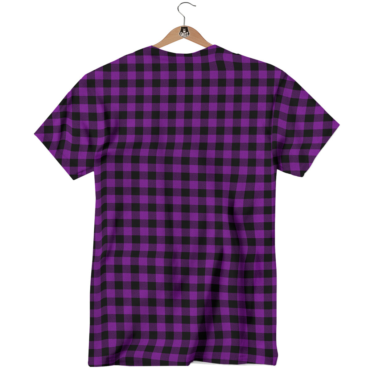 Purple Dark Check Print Pattern T-Shirt-grizzshop