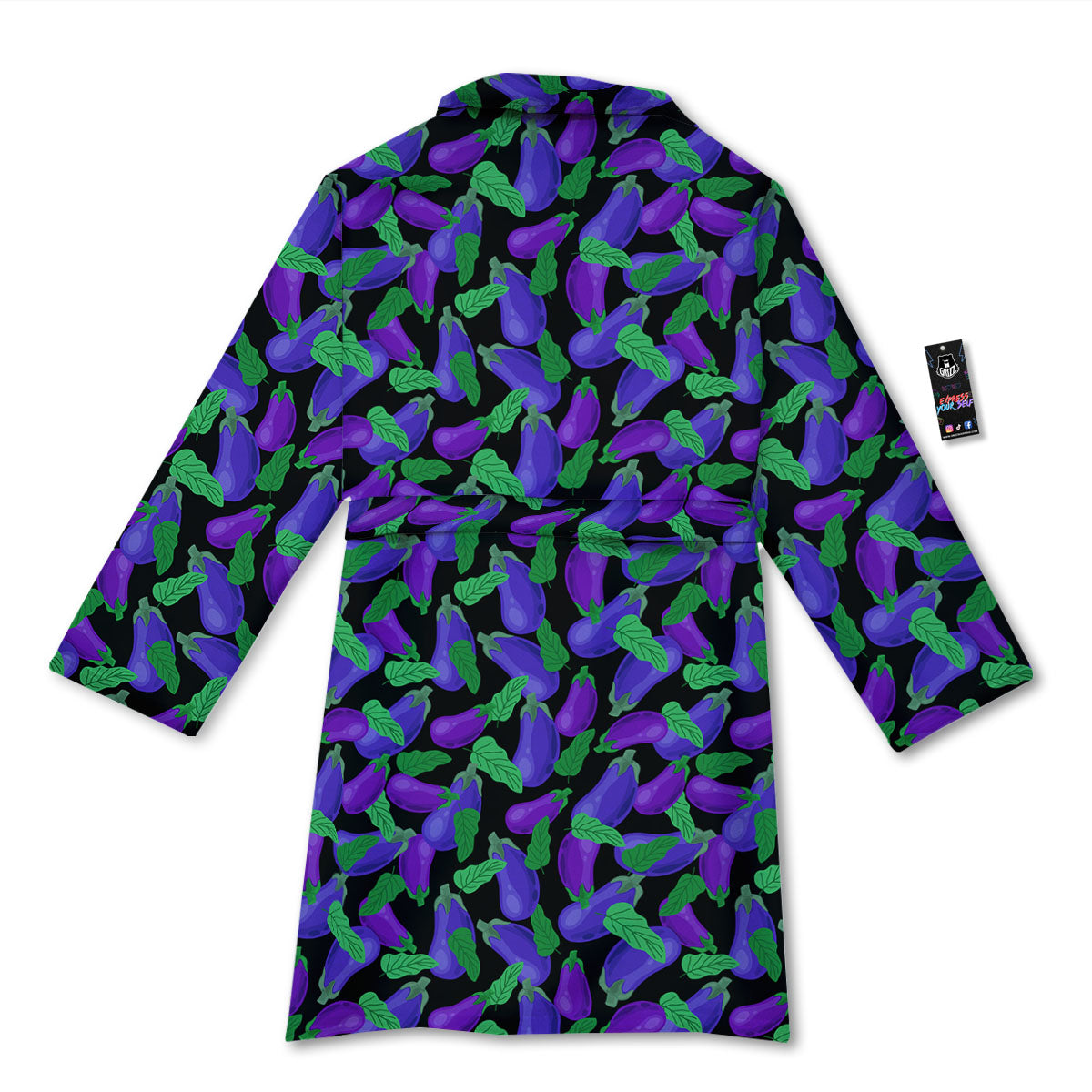 Purple Eggplant Print Pattern Bathrobe-grizzshop