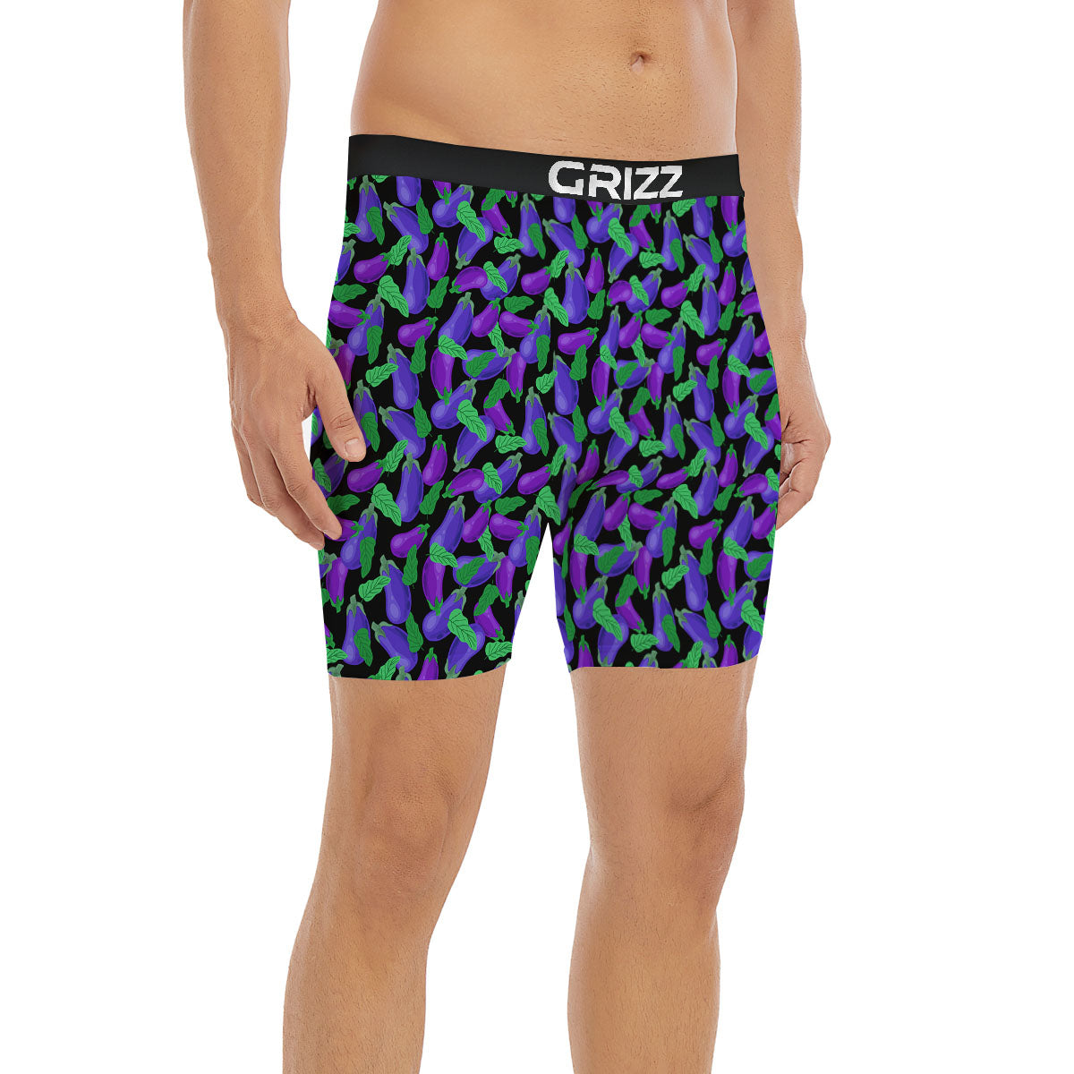 Purple Eggplant Print Pattern Boxer Briefs-grizzshop