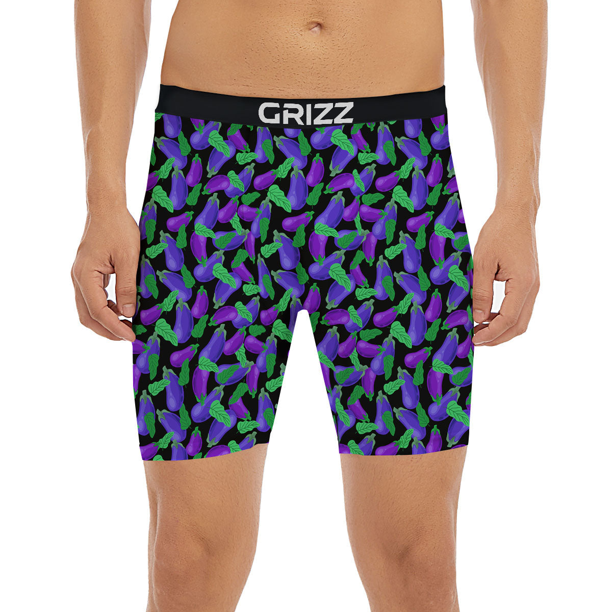 Purple Eggplant Print Pattern Boxer Briefs-grizzshop