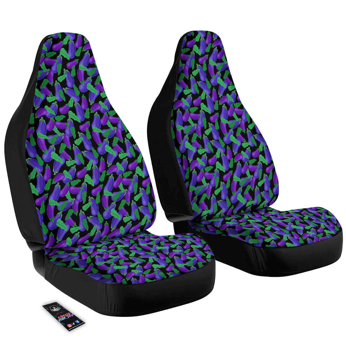 Purple Eggplant Print Pattern Car Seat Covers-grizzshop
