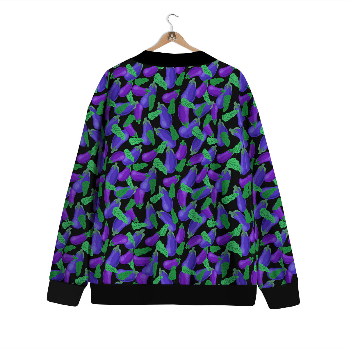 Purple Eggplant Print Pattern Cardigan-grizzshop