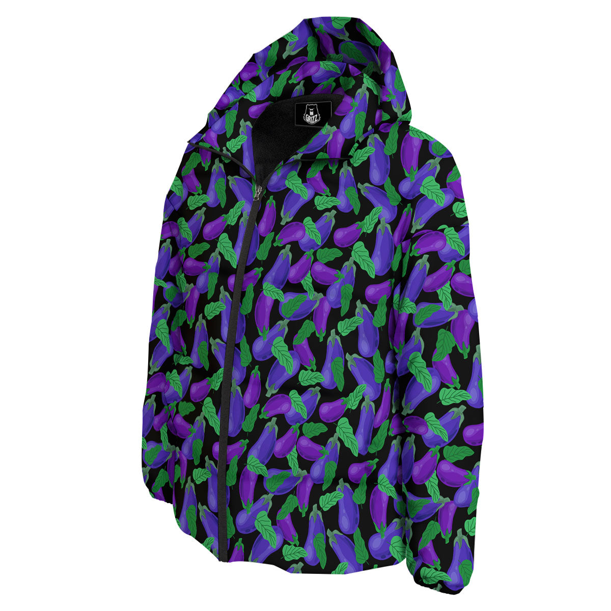 Purple Eggplant Print Pattern Down Jacket-grizzshop