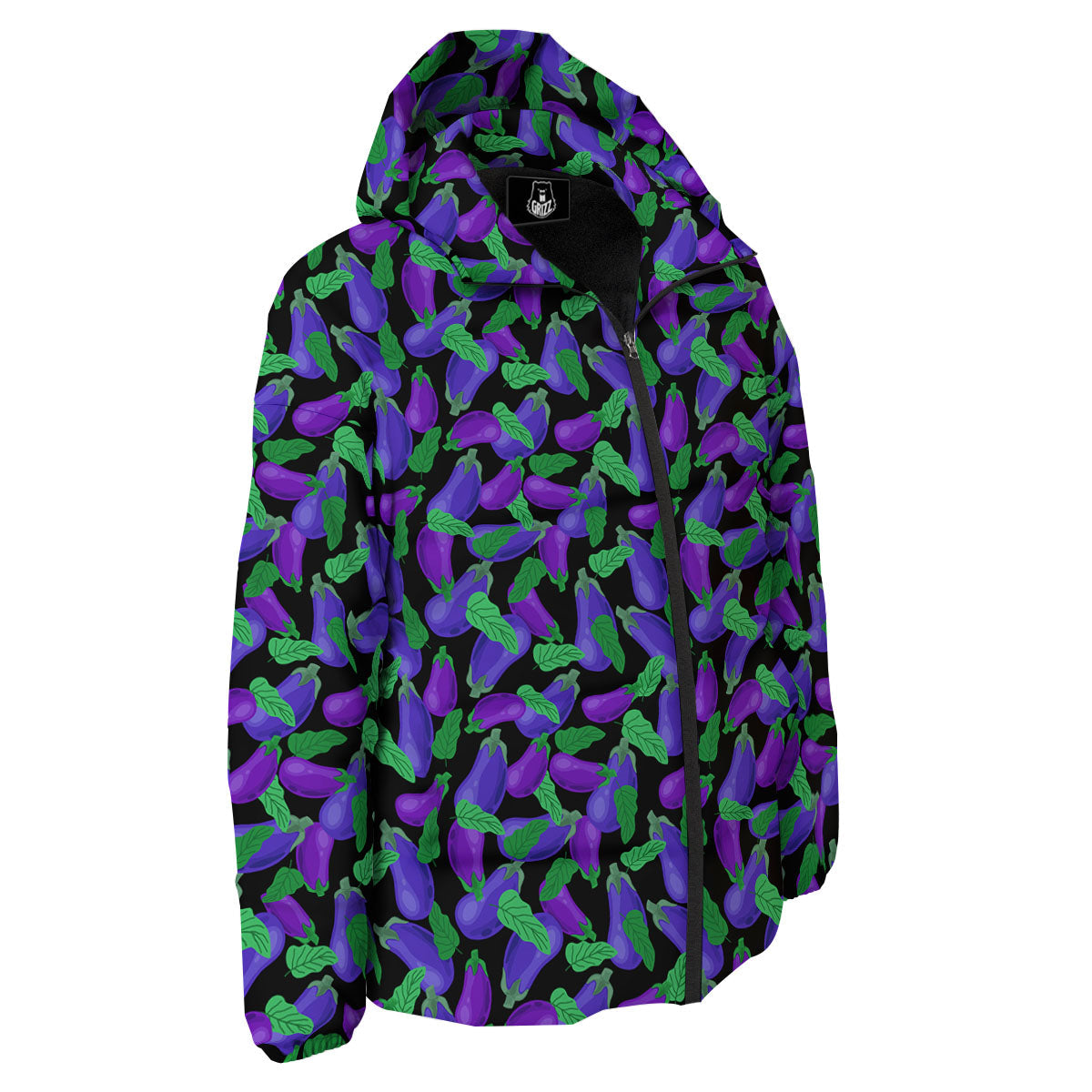 Purple Eggplant Print Pattern Down Jacket-grizzshop