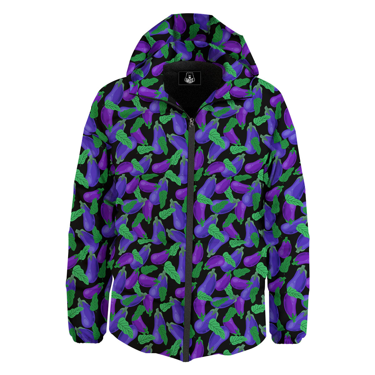 Purple Eggplant Print Pattern Down Jacket-grizzshop
