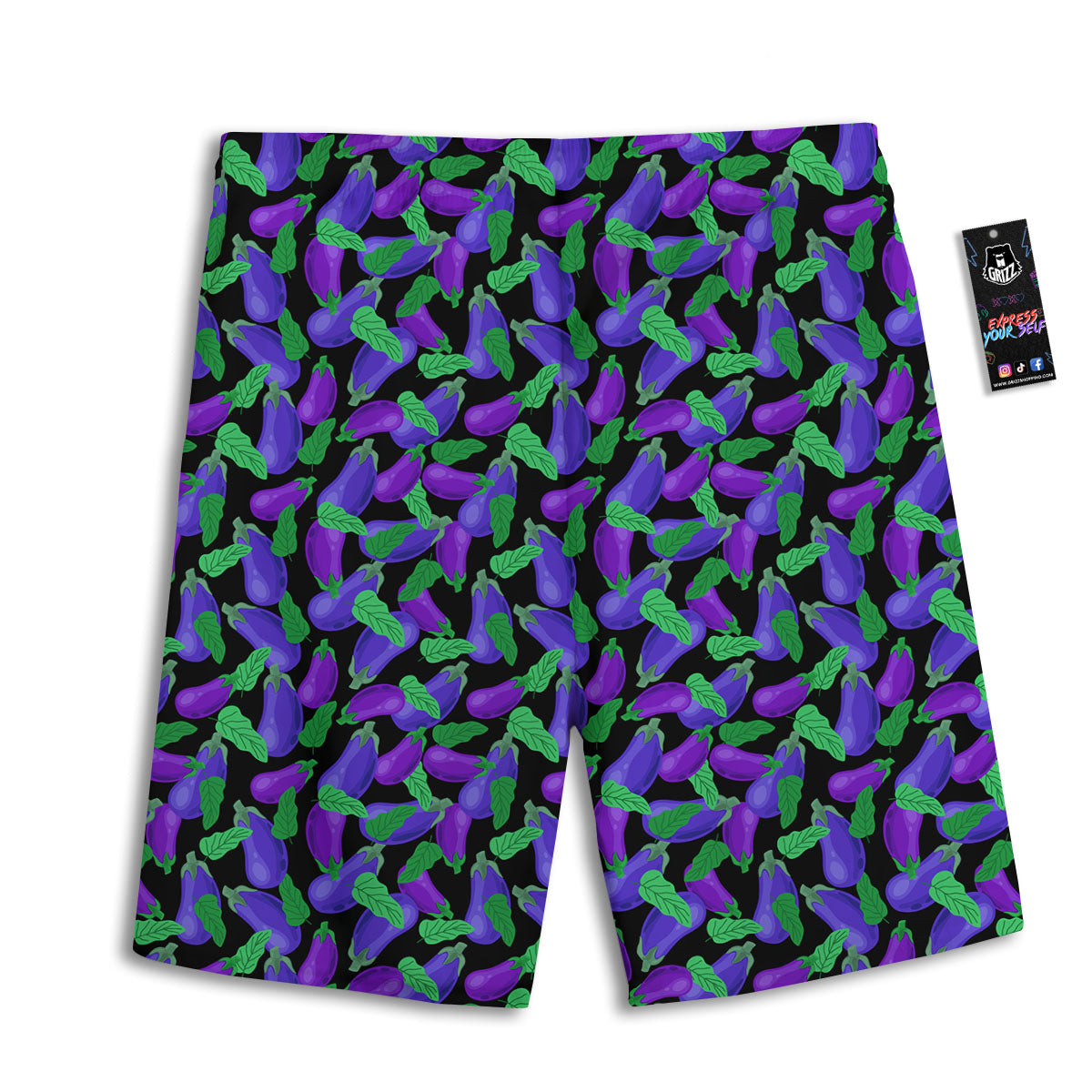 Purple Eggplant Print Pattern Men's Athletic Shorts