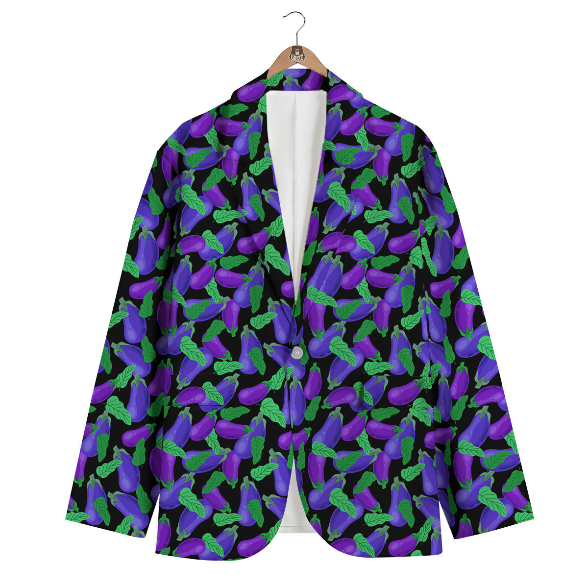 Purple Eggplant Print Pattern Men's Blazer-grizzshop