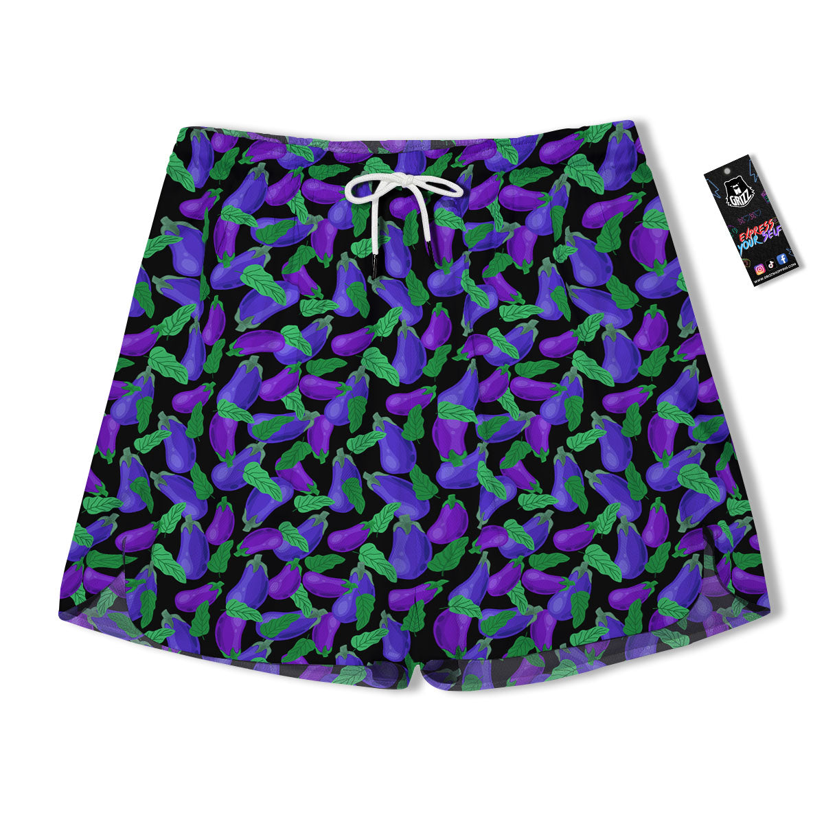 Purple Eggplant Print Pattern Men's Running Shorts-grizzshop