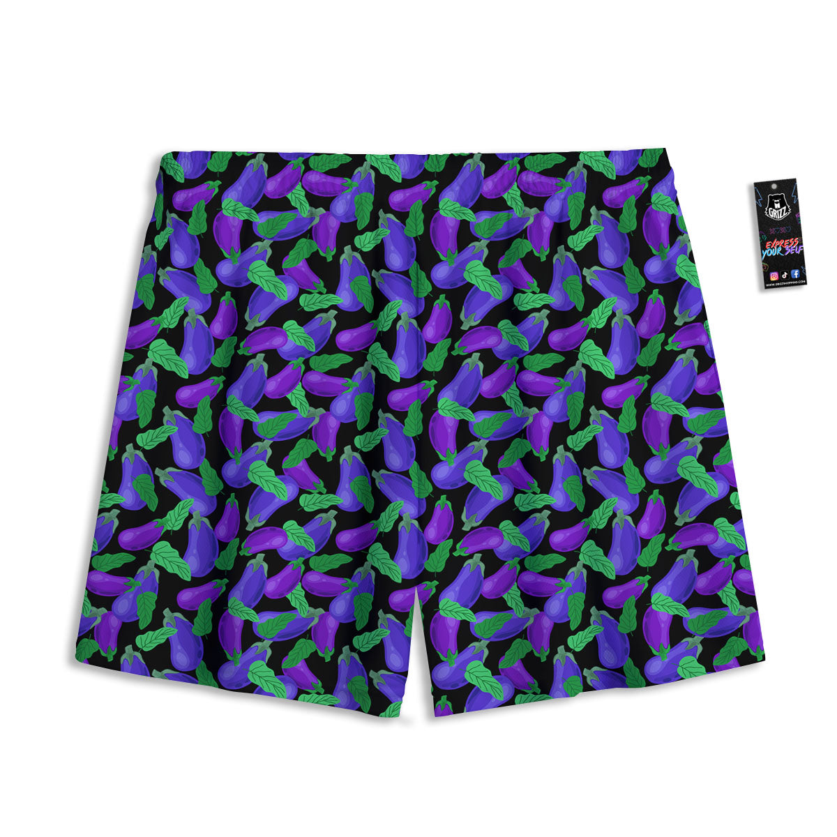 Purple Eggplant Print Pattern Mesh Shorts