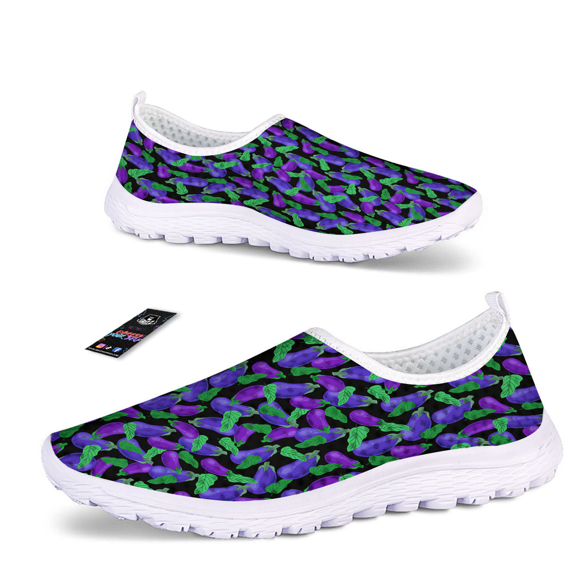 Purple Eggplant Print Pattern Nurse Shoes-grizzshop