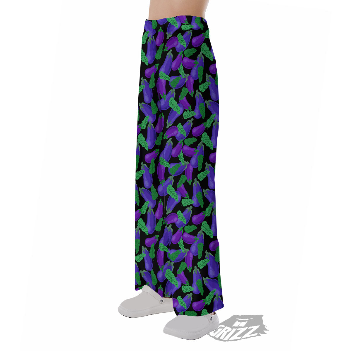 Purple Eggplant Print Pattern Pajama Pants-grizzshop