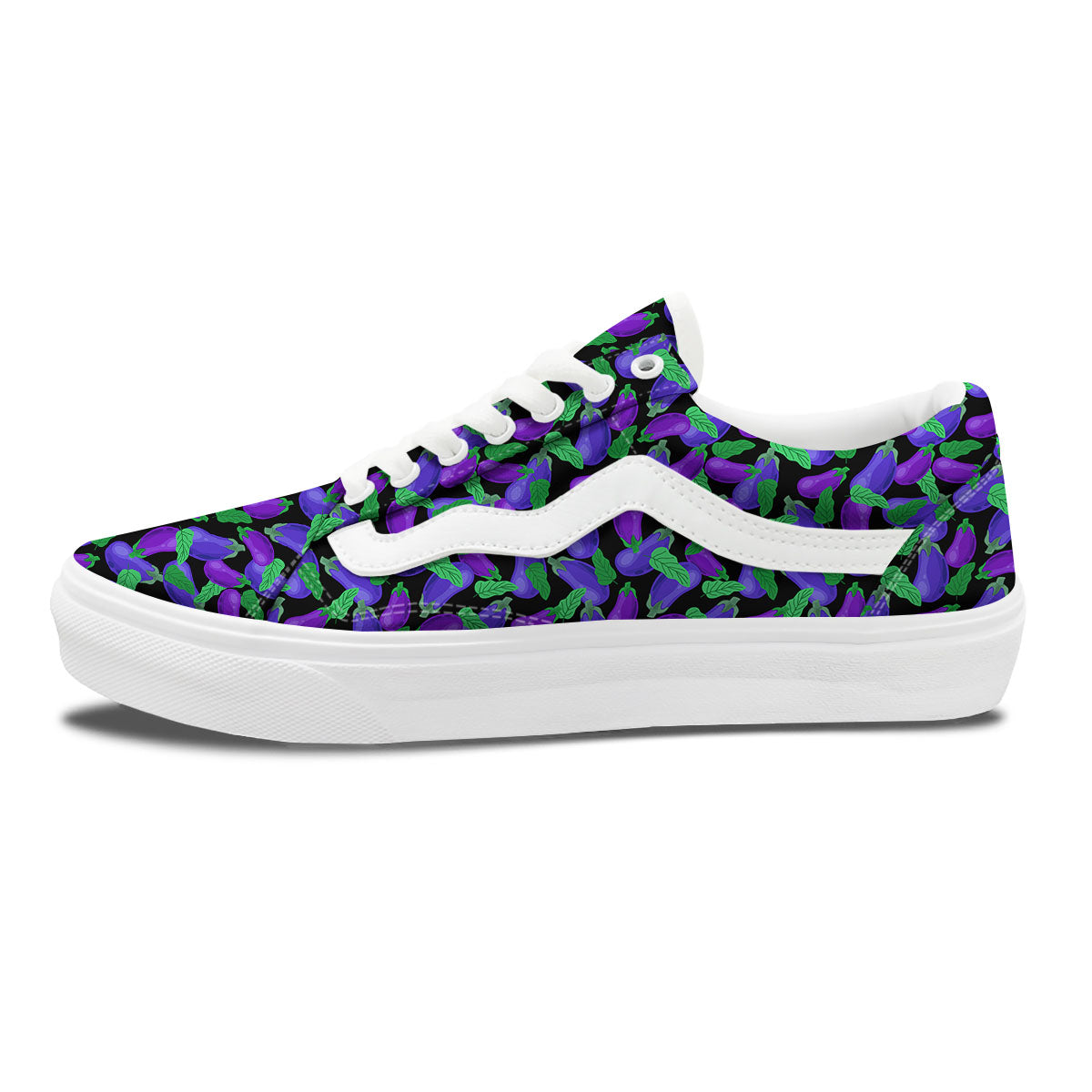 Purple Eggplant Print Pattern Skate Shoes-grizzshop