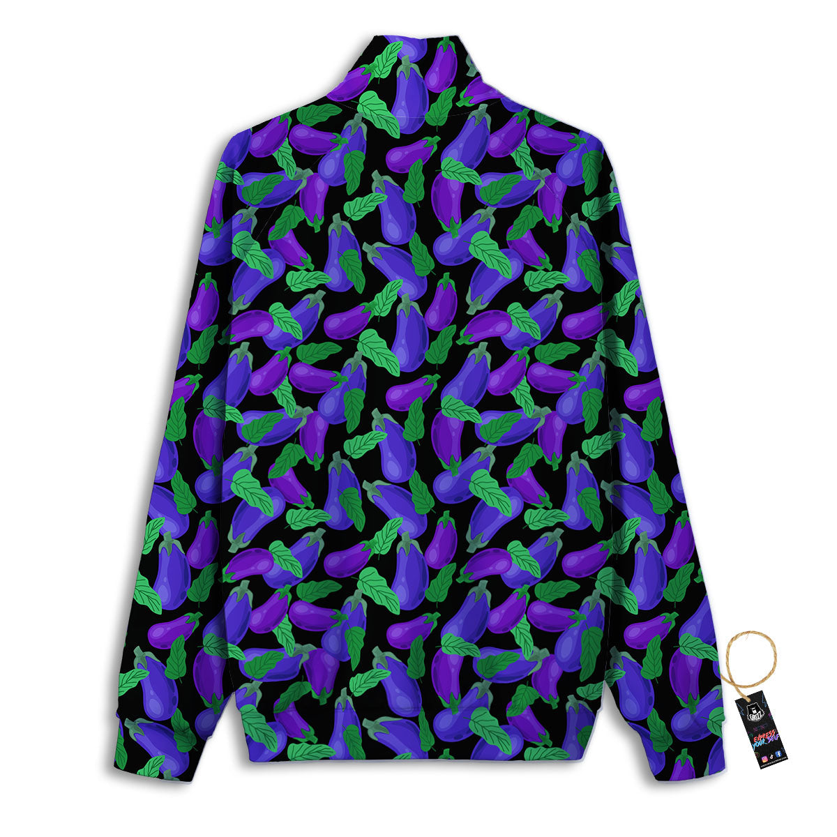 Purple Eggplant Print Pattern Track Jacket-grizzshop