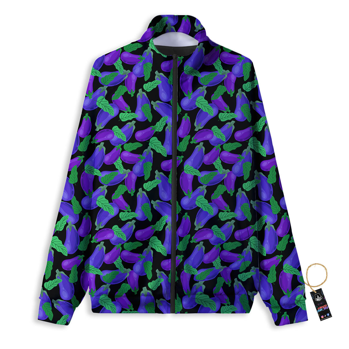 Purple Eggplant Print Pattern Track Jacket-grizzshop