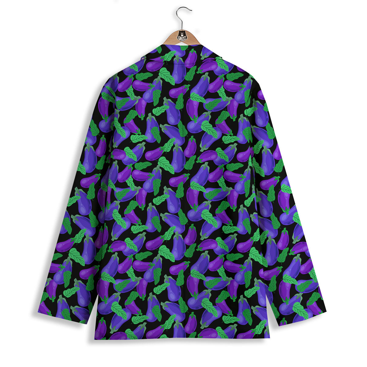 Purple Eggplant Print Pattern Women's Blazer-grizzshop