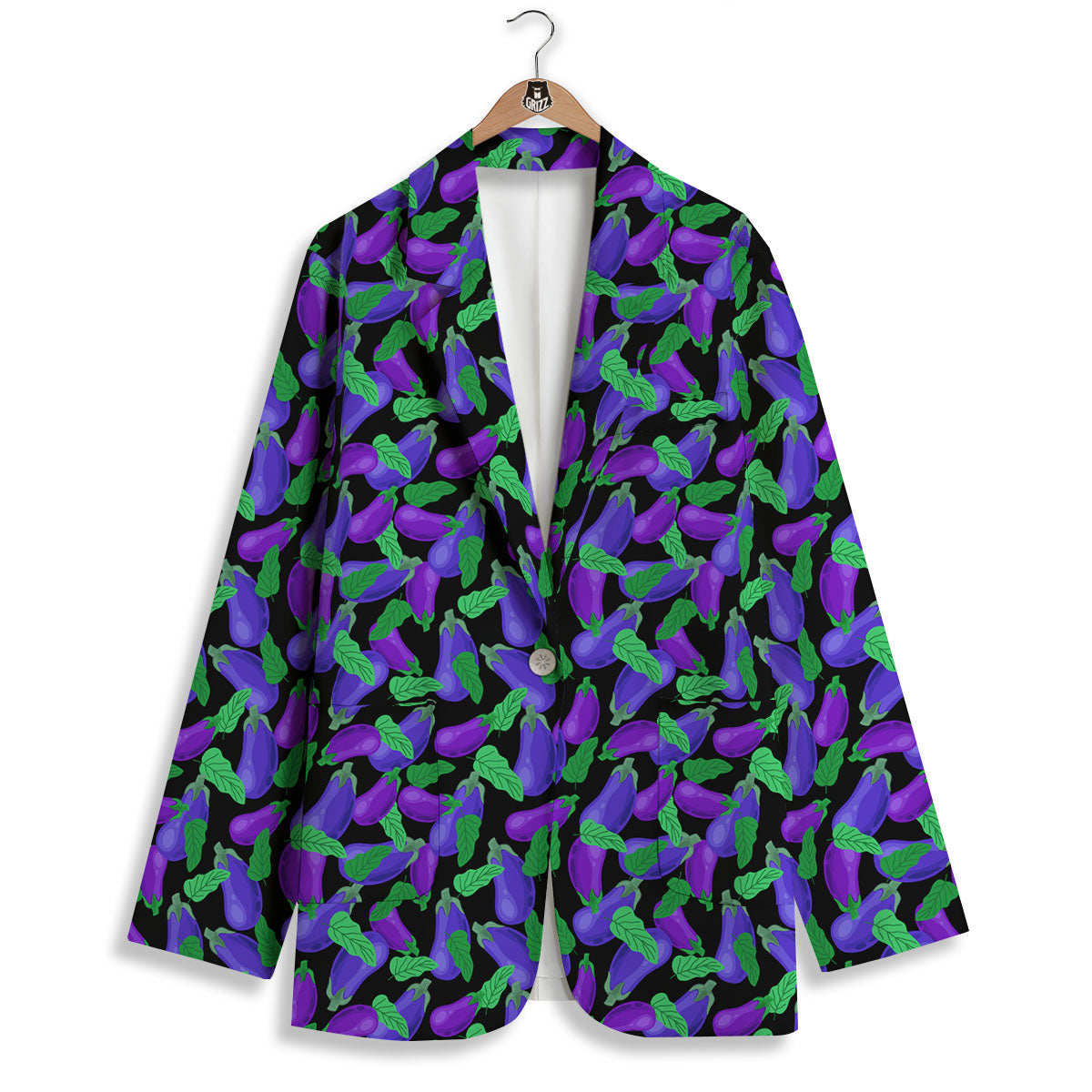 Purple Eggplant Print Pattern Women's Blazer-grizzshop