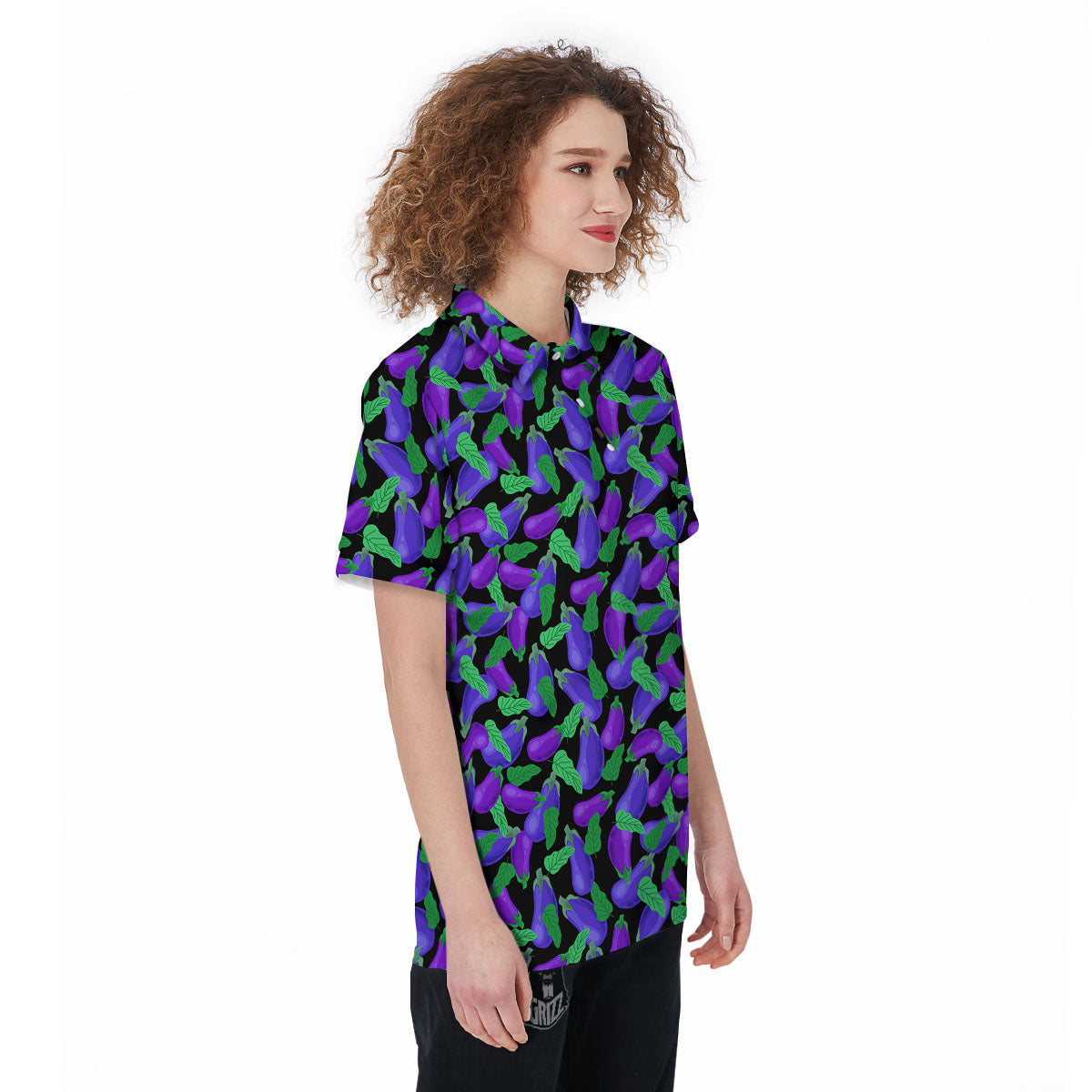 Purple Eggplant Print Pattern Women's Golf Shirts-grizzshop