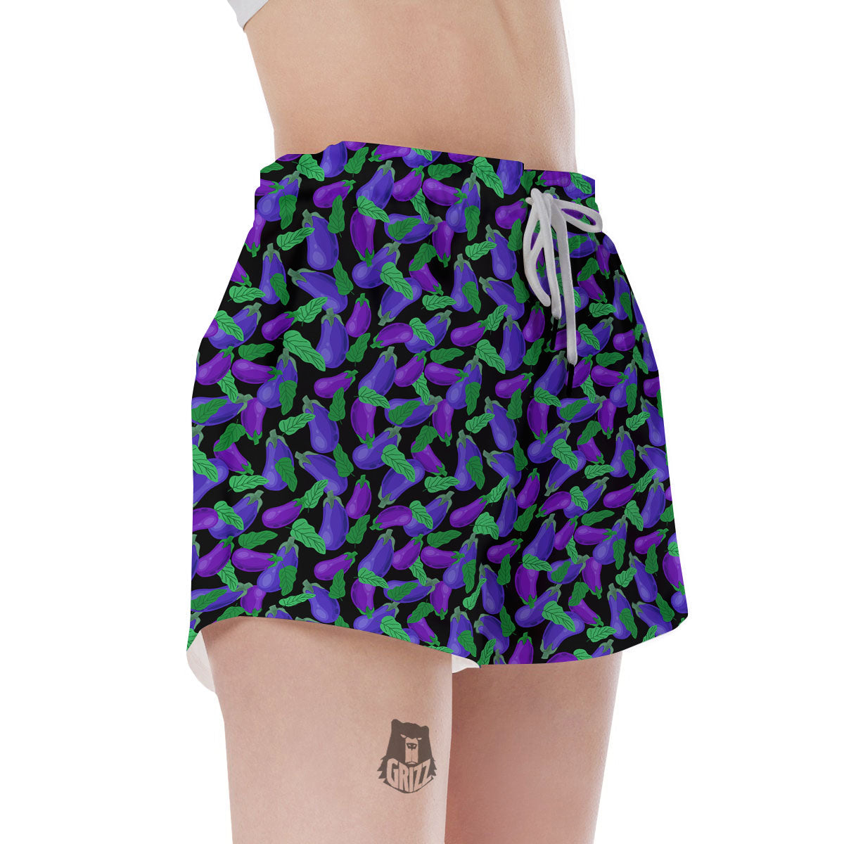 Purple Eggplant Print Pattern Women's Shorts-grizzshop