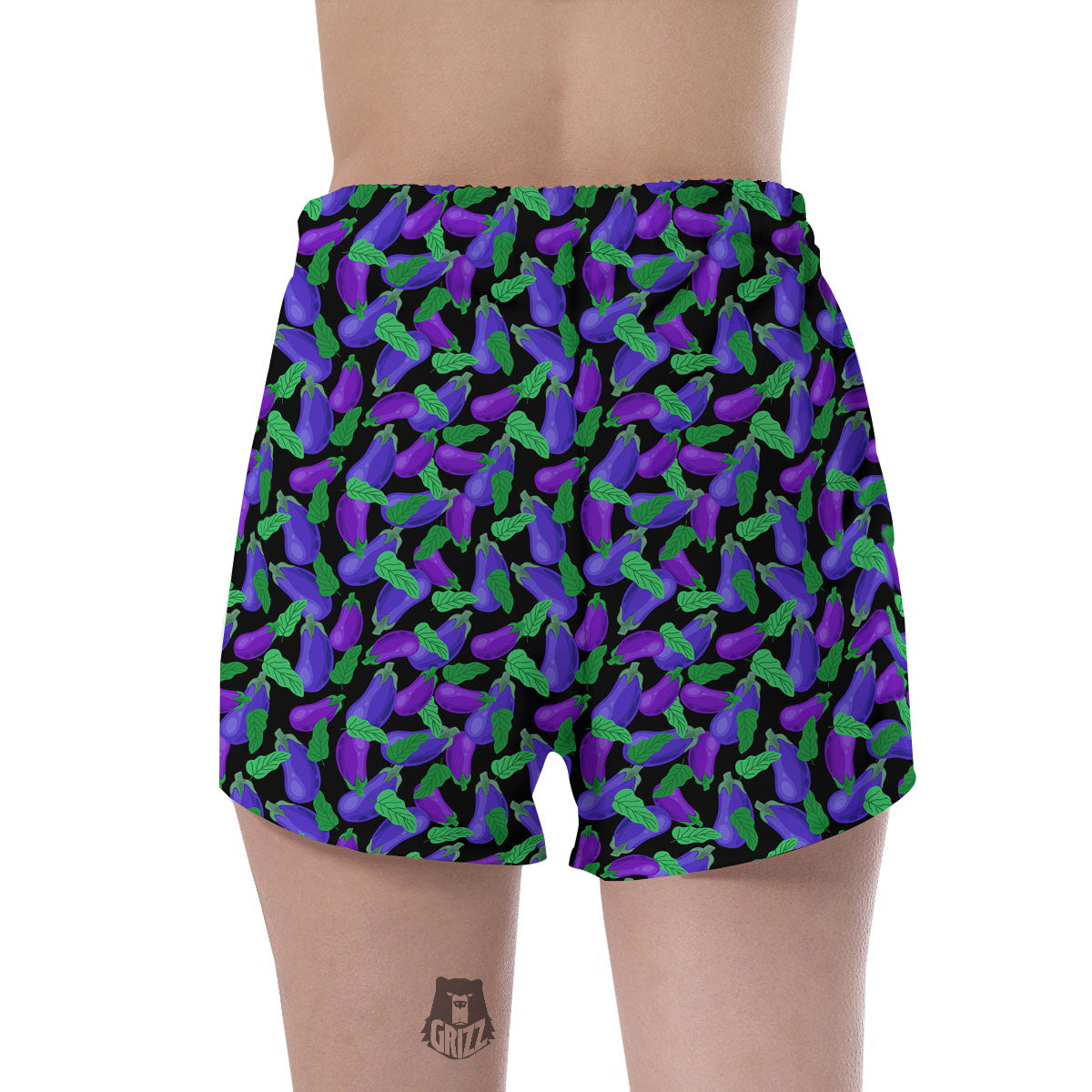 Purple Eggplant Print Pattern Women's Shorts-grizzshop