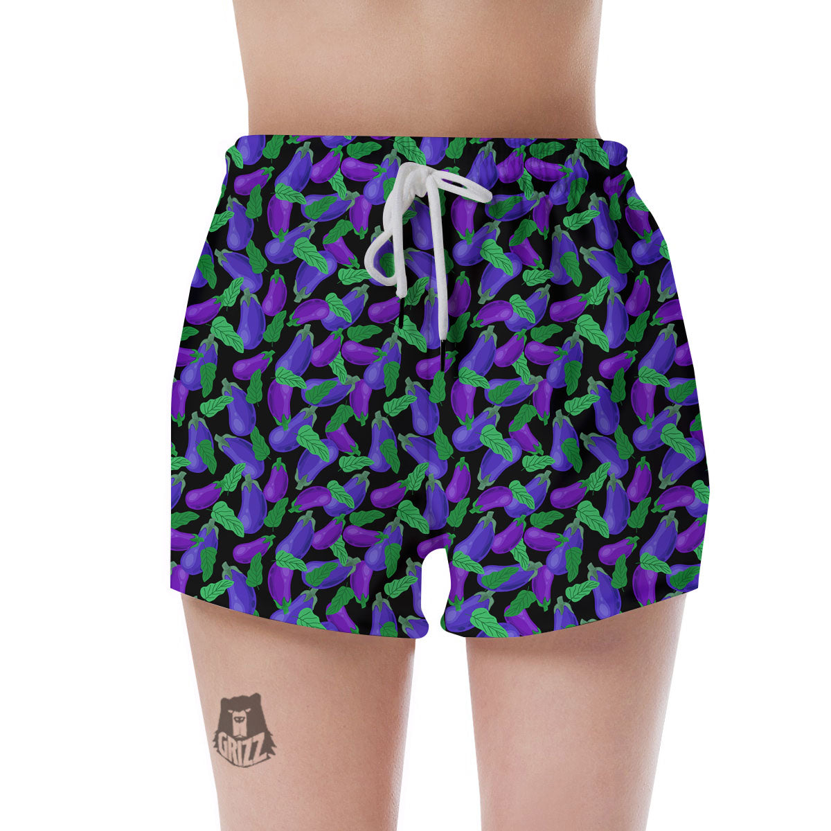 Purple Eggplant Print Pattern Women's Shorts-grizzshop