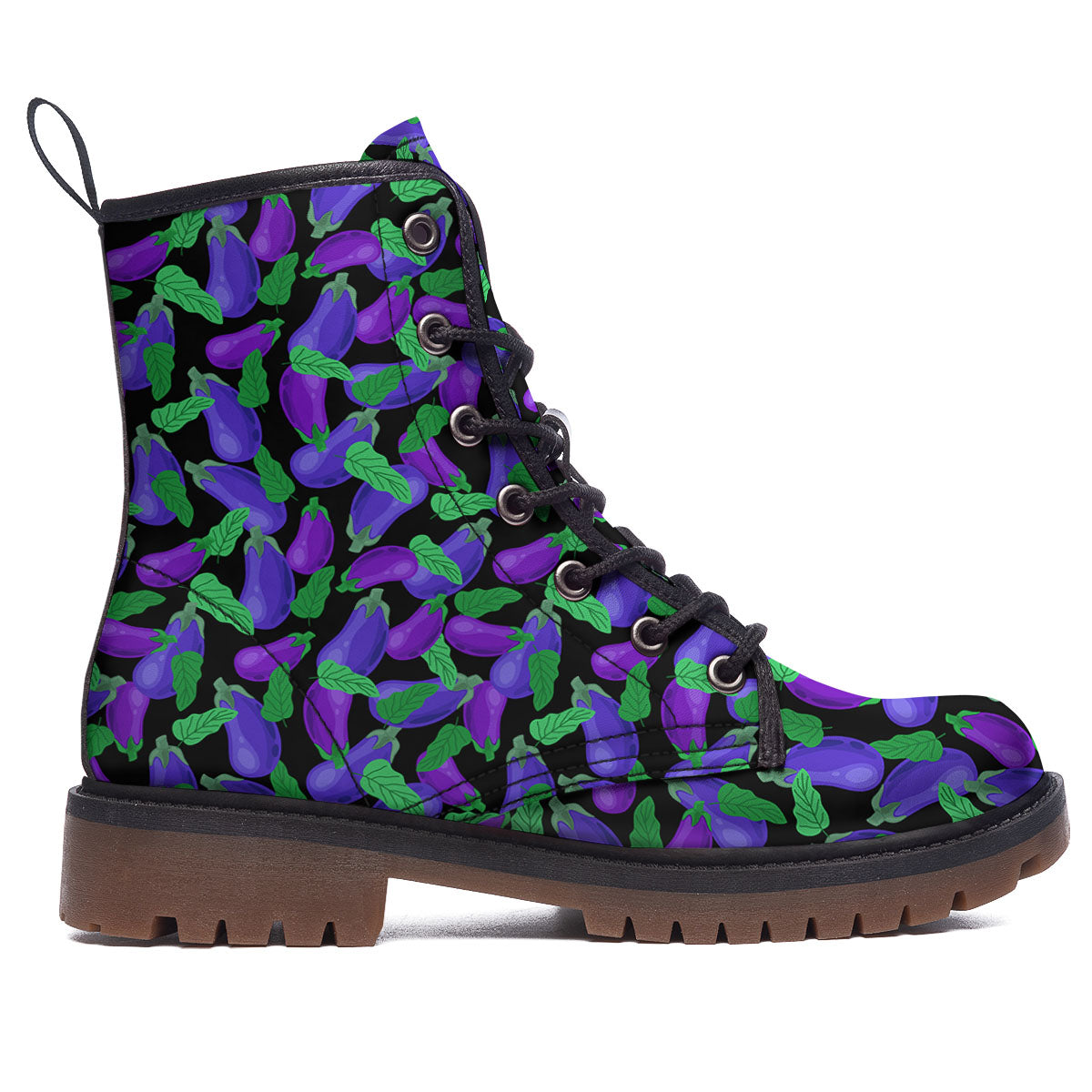 Purple Eggplant Print Pattern Work Boots-grizzshop