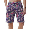 Purple Floral Print Men's Shorts-grizzshop