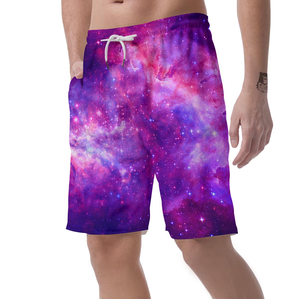 Purple Galaxy Space Men's Shorts-grizzshop