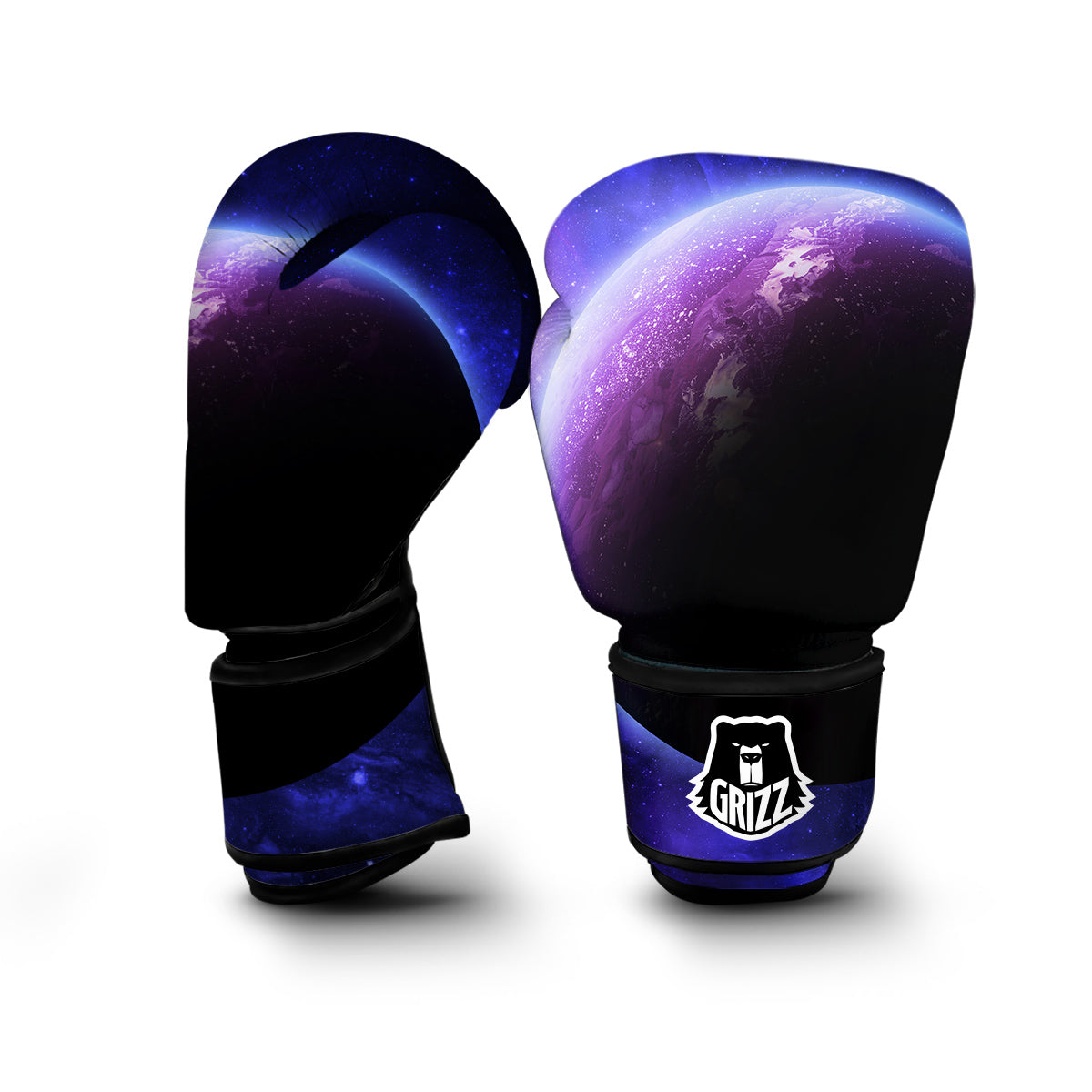 Purple Galaxy Space Moon Earth Print Boxing Gloves-grizzshop