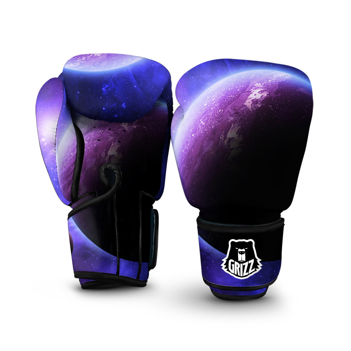 Purple Galaxy Space Moon Earth Print Boxing Gloves-grizzshop