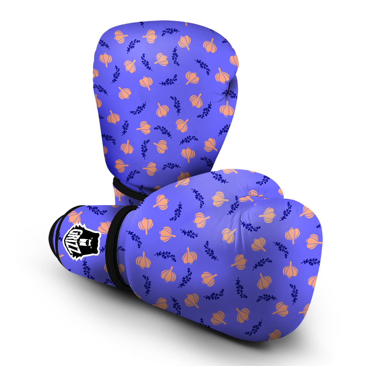 Purple Garlic Print Pattern Boxing Gloves-grizzshop