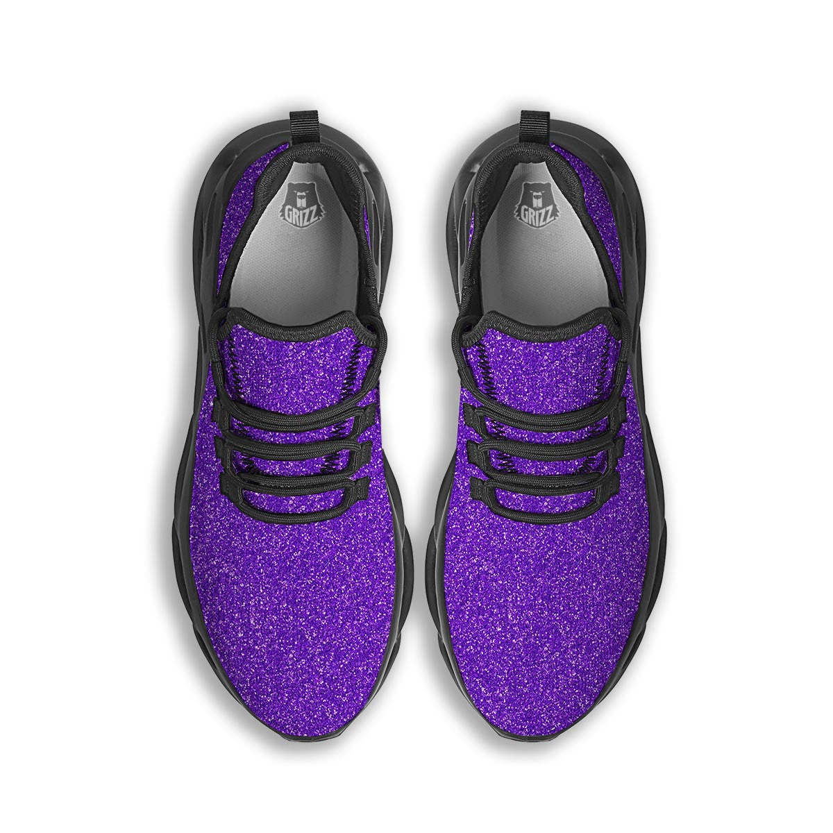 Purple Glitter Artwork Print Black Running Shoes-grizzshop