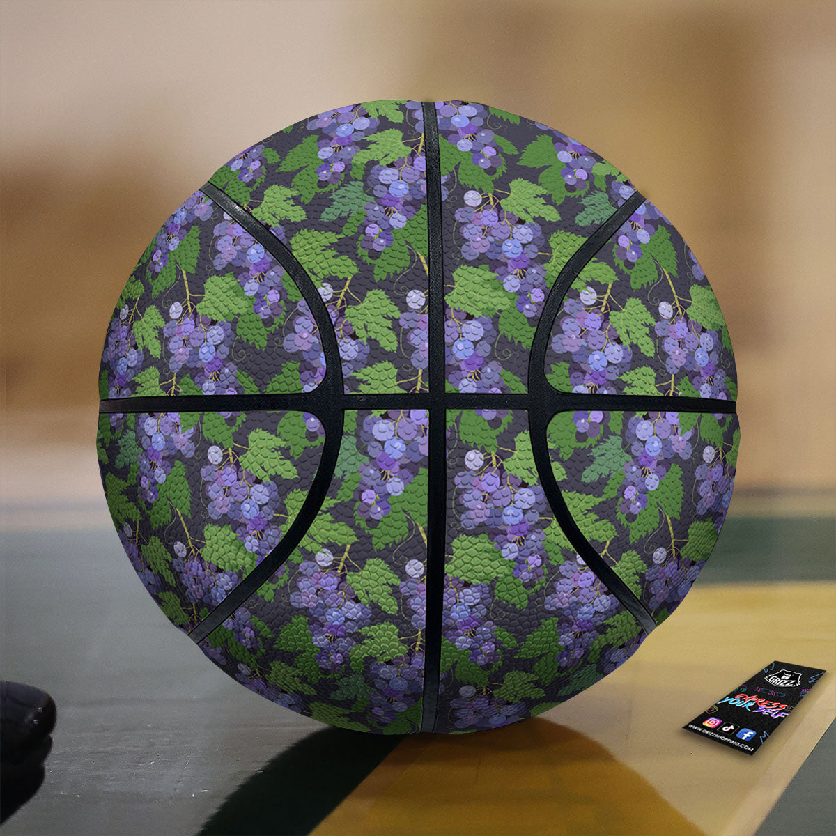 Purple Grapes Print Pattern Basketball-grizzshop