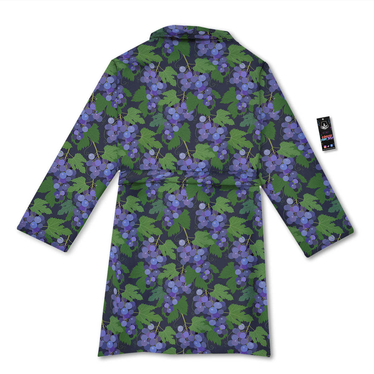 Purple Grapes Print Pattern Bathrobe-grizzshop
